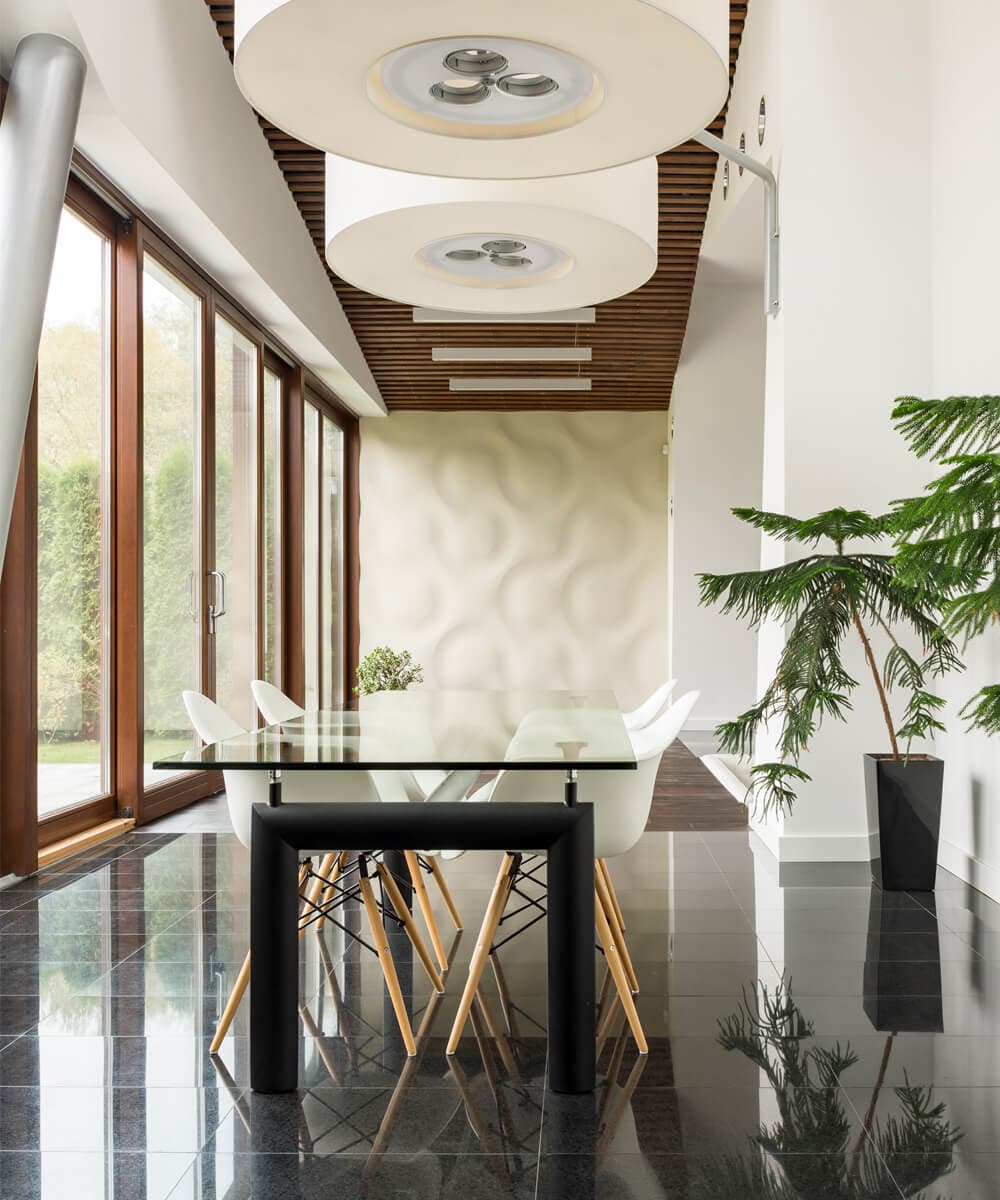 Espace de vie élégant avec design d'intérieur contemporain et aménagement luxueux